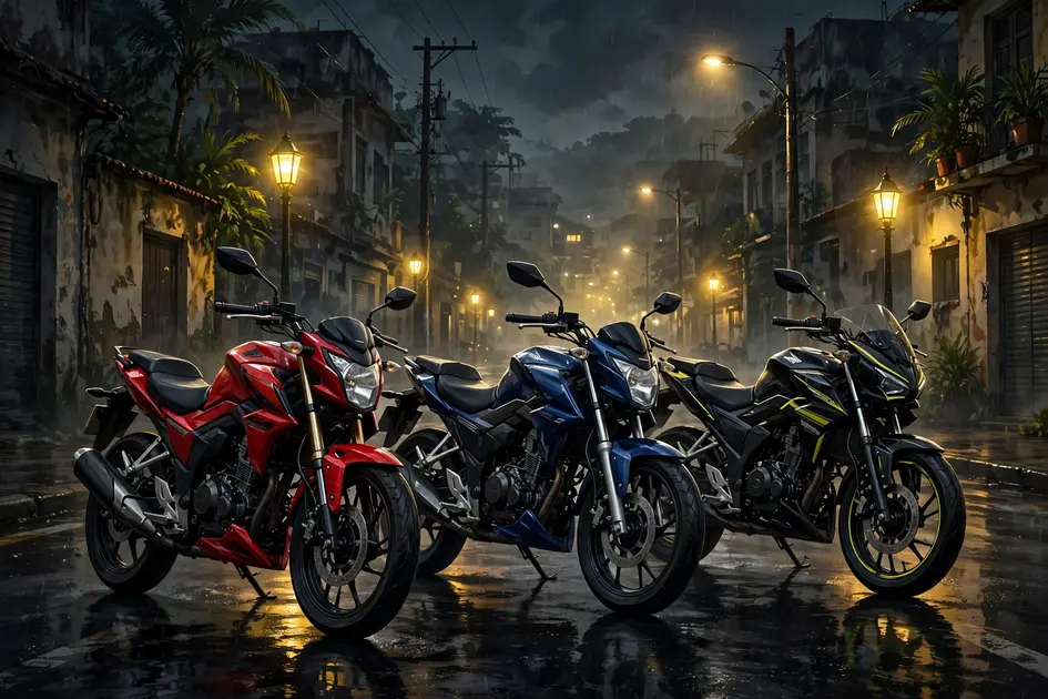 Best beginner bikes in Projeto Grau 2 lined up at night
